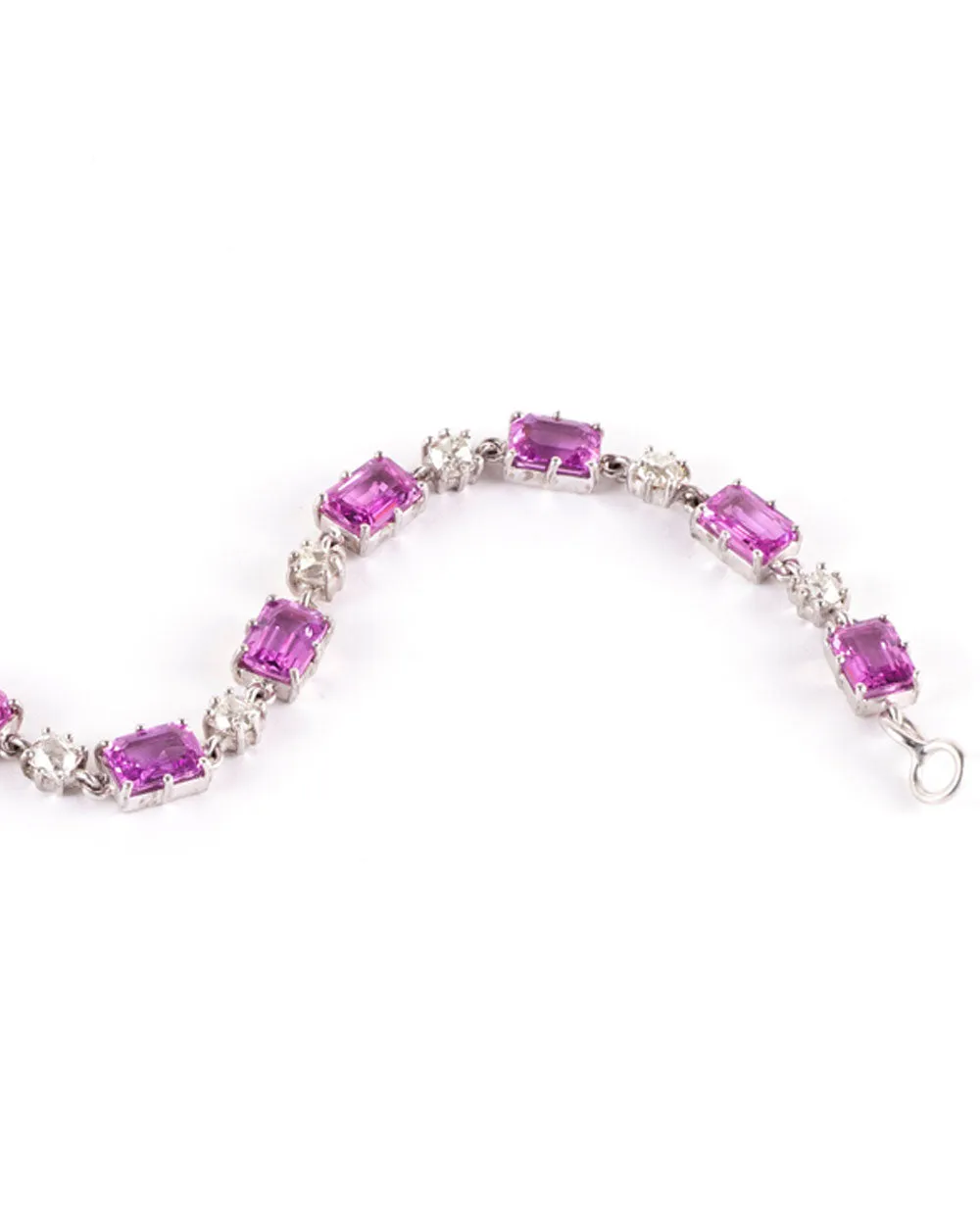 Pink Sapphire and Diamond Tennis Bracelet