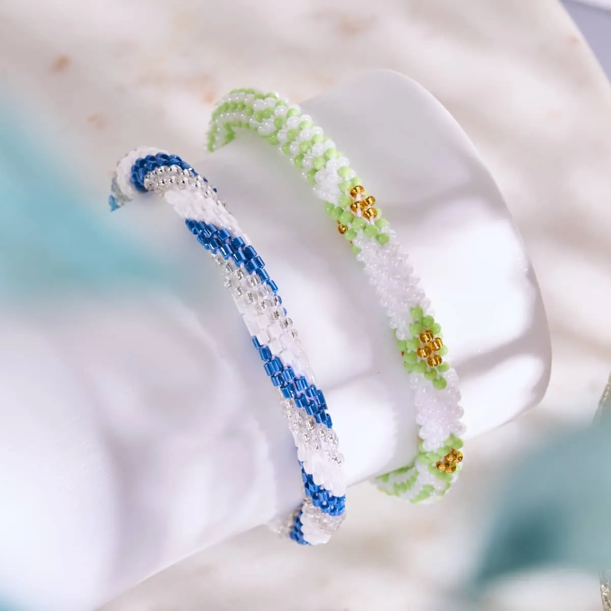 Pistachio Dream | Himalayan Glass Bead Bracelet