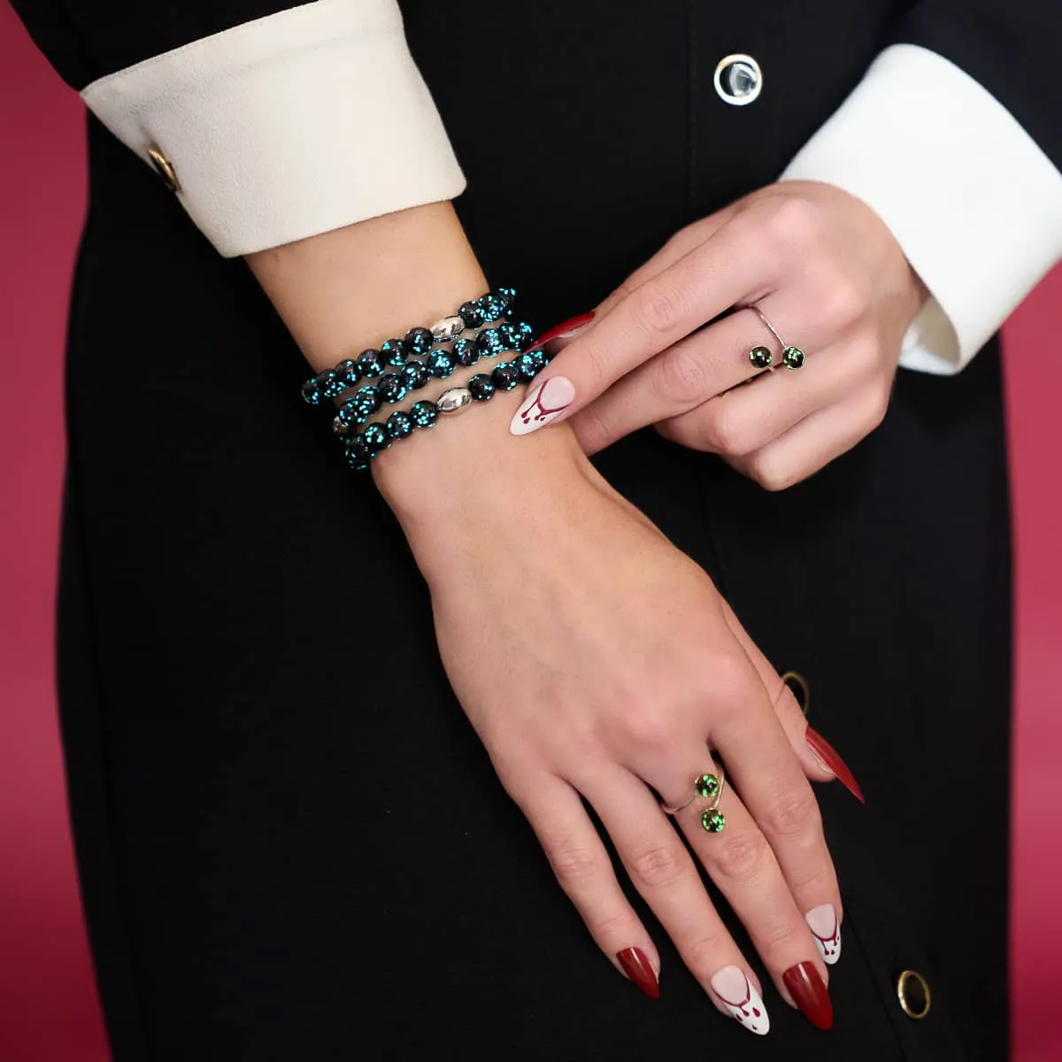 Pitch Black | .925 Sterling Silver | Firefly Glass Bracelet