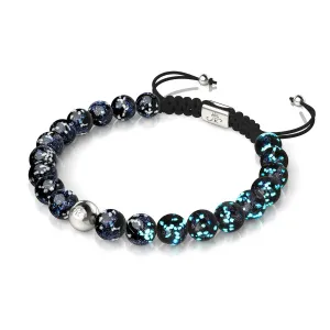 Pitch Black | Silver | Firefly Glass Macrame Bracelet