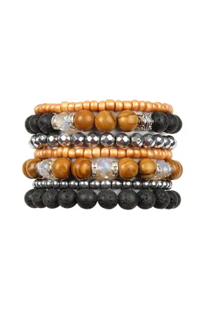 Plus Size Lava Stone Stack Bracelet