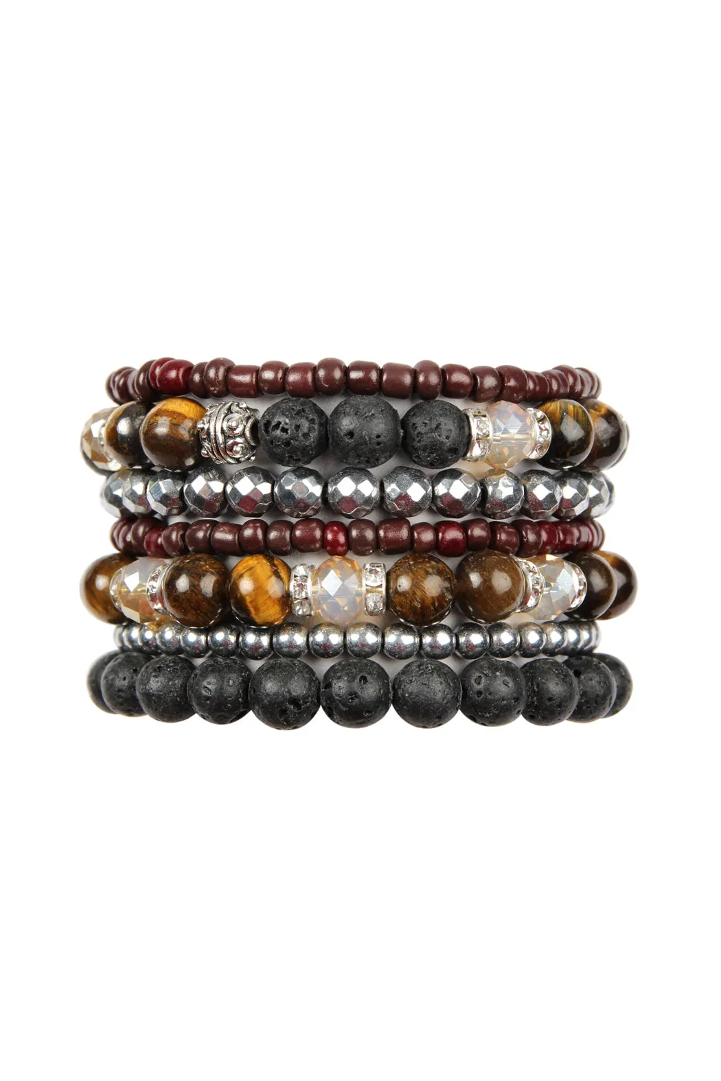Plus Size Lava Stone Stack Bracelet