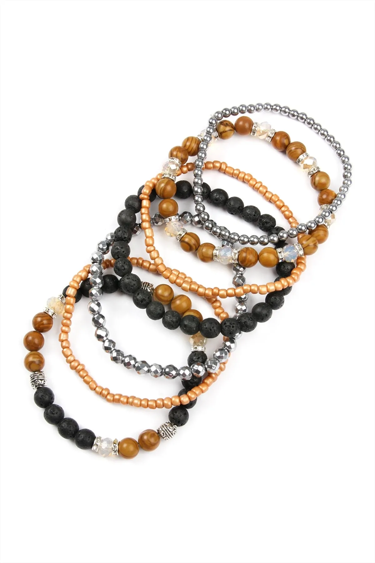 Plus Size Lava Stone Stack Bracelet