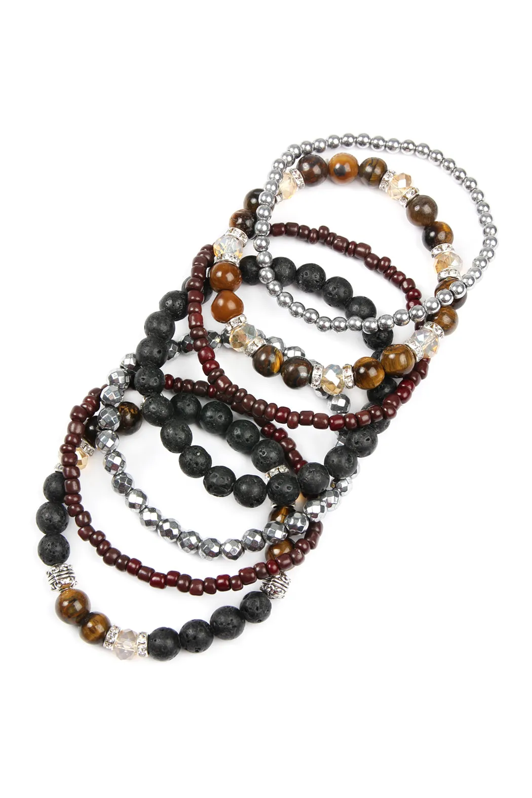 Plus Size Lava Stone Stack Bracelet