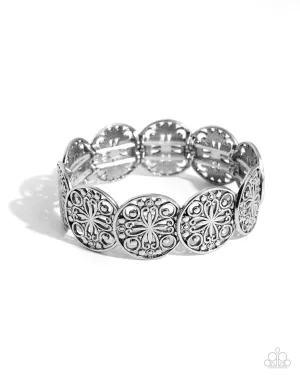 Portico Picnic - Silver - Mandala Paparazzi Stretchy Bracelet
