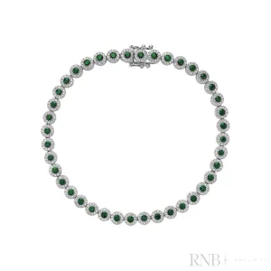 Precious Stone & Diamond Halo Tennis Bracelet