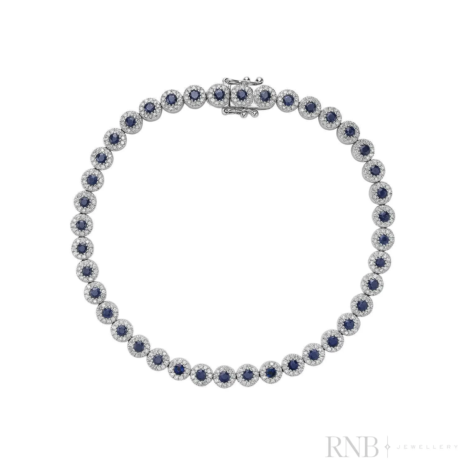 Precious Stone & Diamond Halo Tennis Bracelet