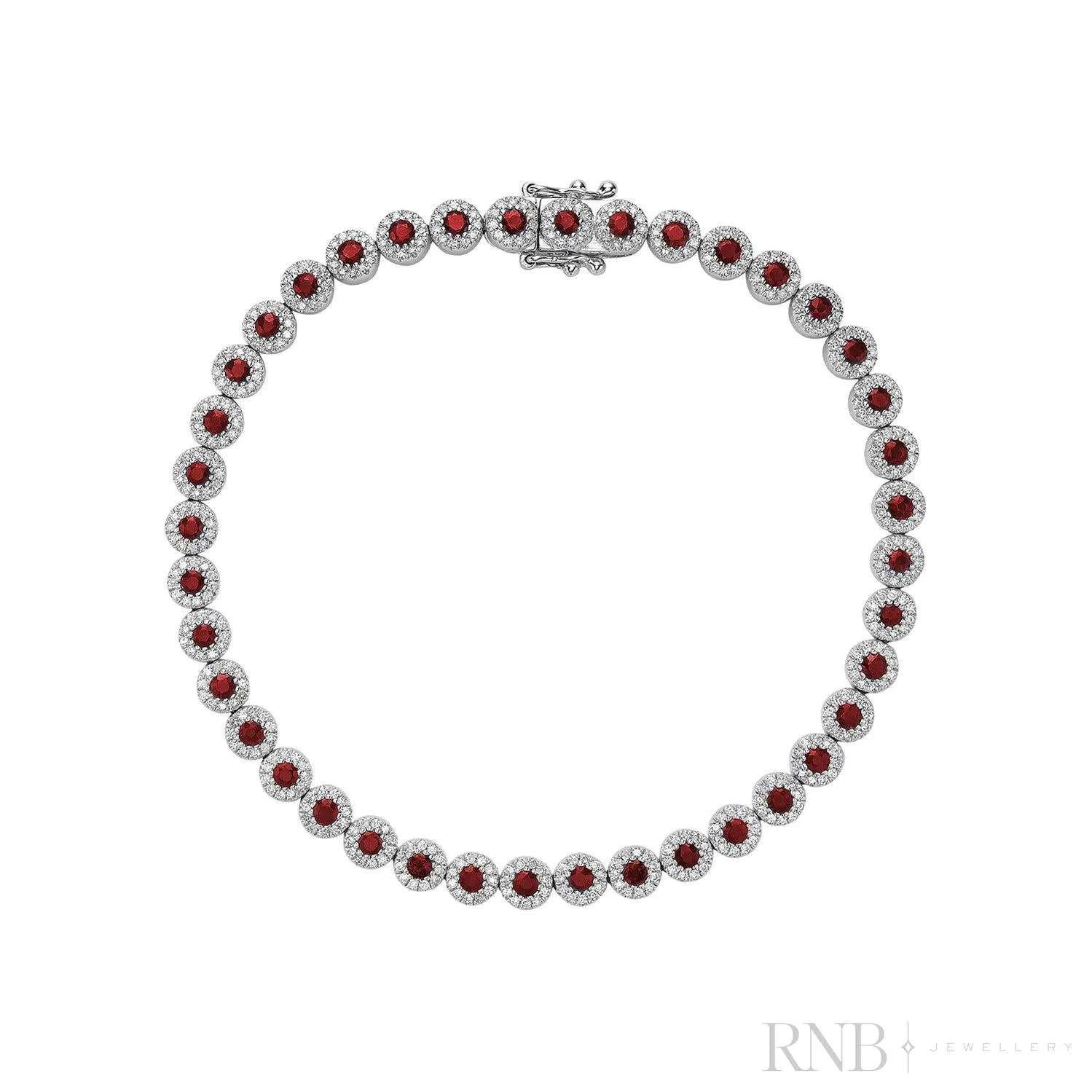 Precious Stone & Diamond Halo Tennis Bracelet