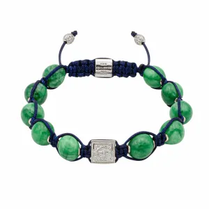 Premium Knotted Green Jade Bead Bracelet in Gold | 10MM