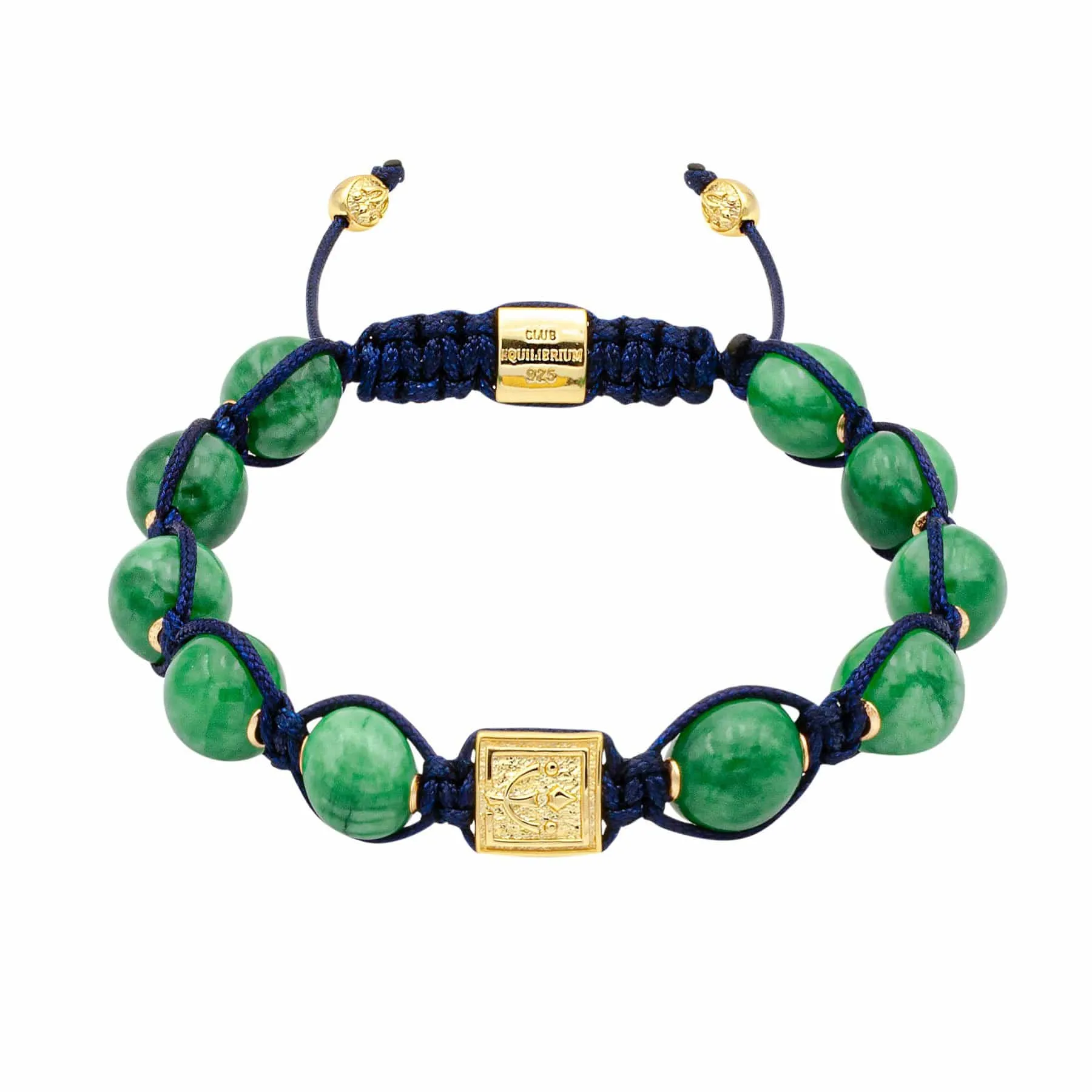 Premium Knotted Green Jade Bead Bracelet in Gold | 10MM