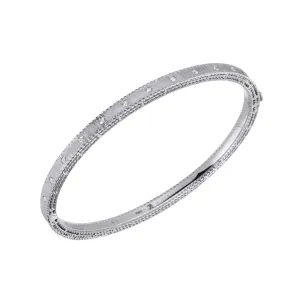 Princess 18K White Gold Diamond Satin Bangle Bracelet