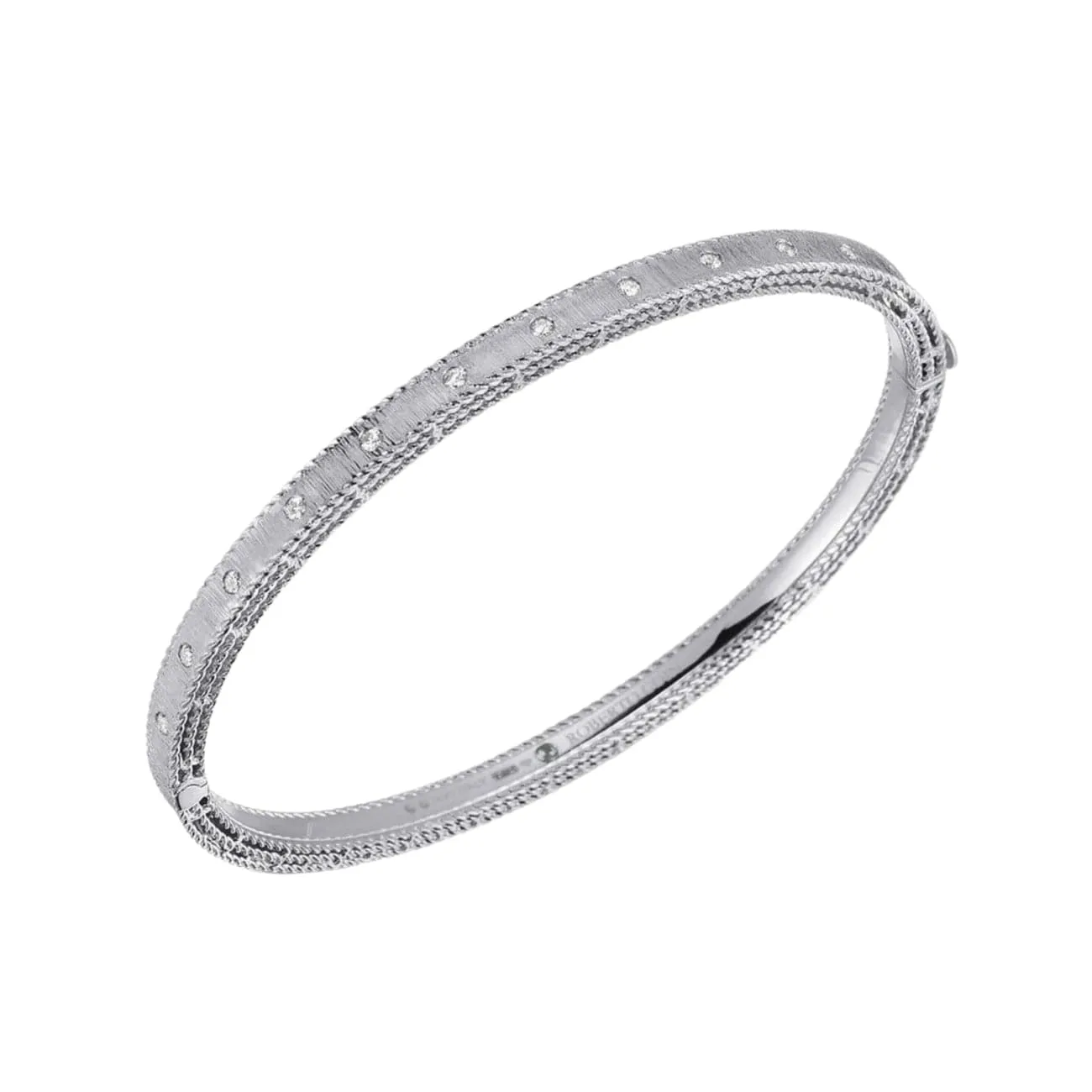 Princess 18K White Gold Diamond Satin Bangle Bracelet