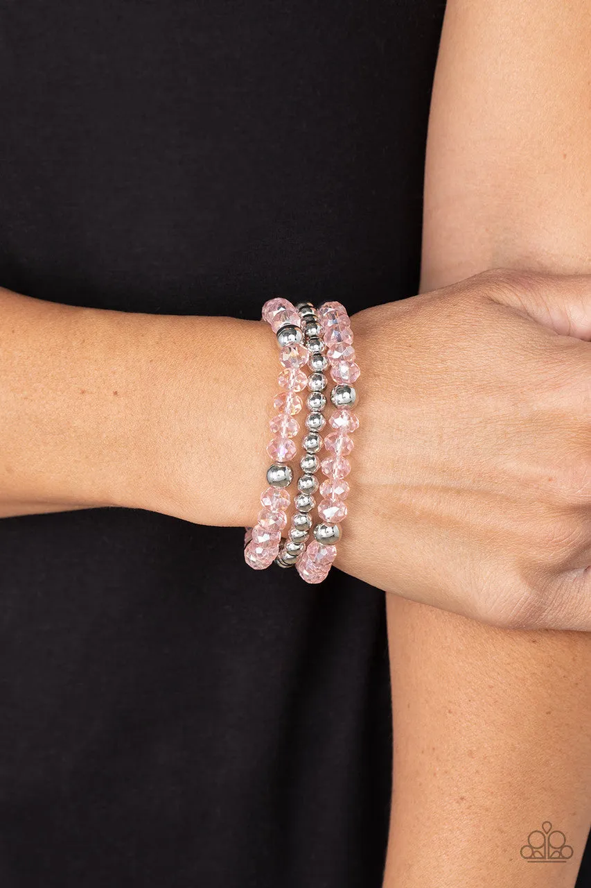 Prismatic Perceptions - Pink - Beaded Paparazzi Stretchy Bracelet