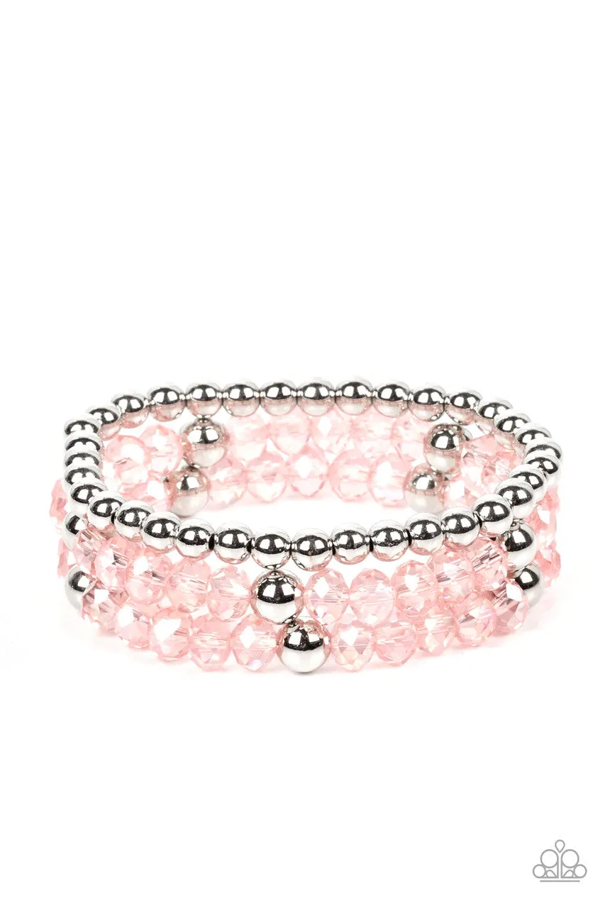 Prismatic Perceptions - Pink - Beaded Paparazzi Stretchy Bracelet