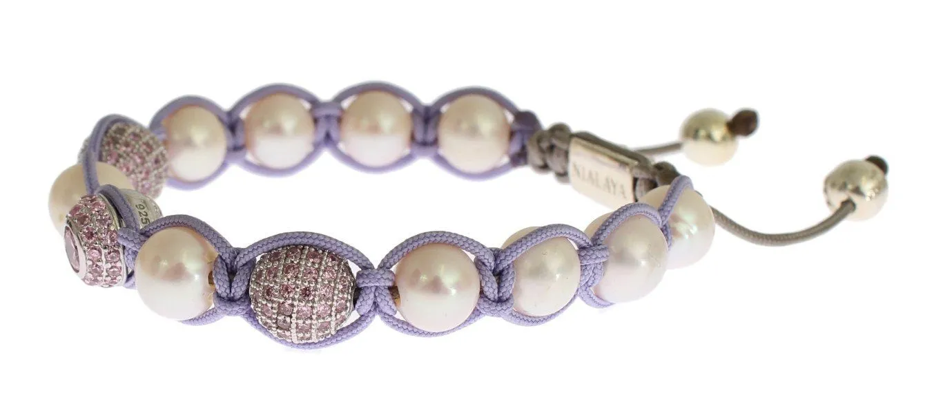 Purple CZ Pearl 925 Silver Bracelet