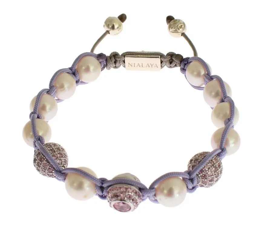 Purple CZ Pearl 925 Silver Bracelet