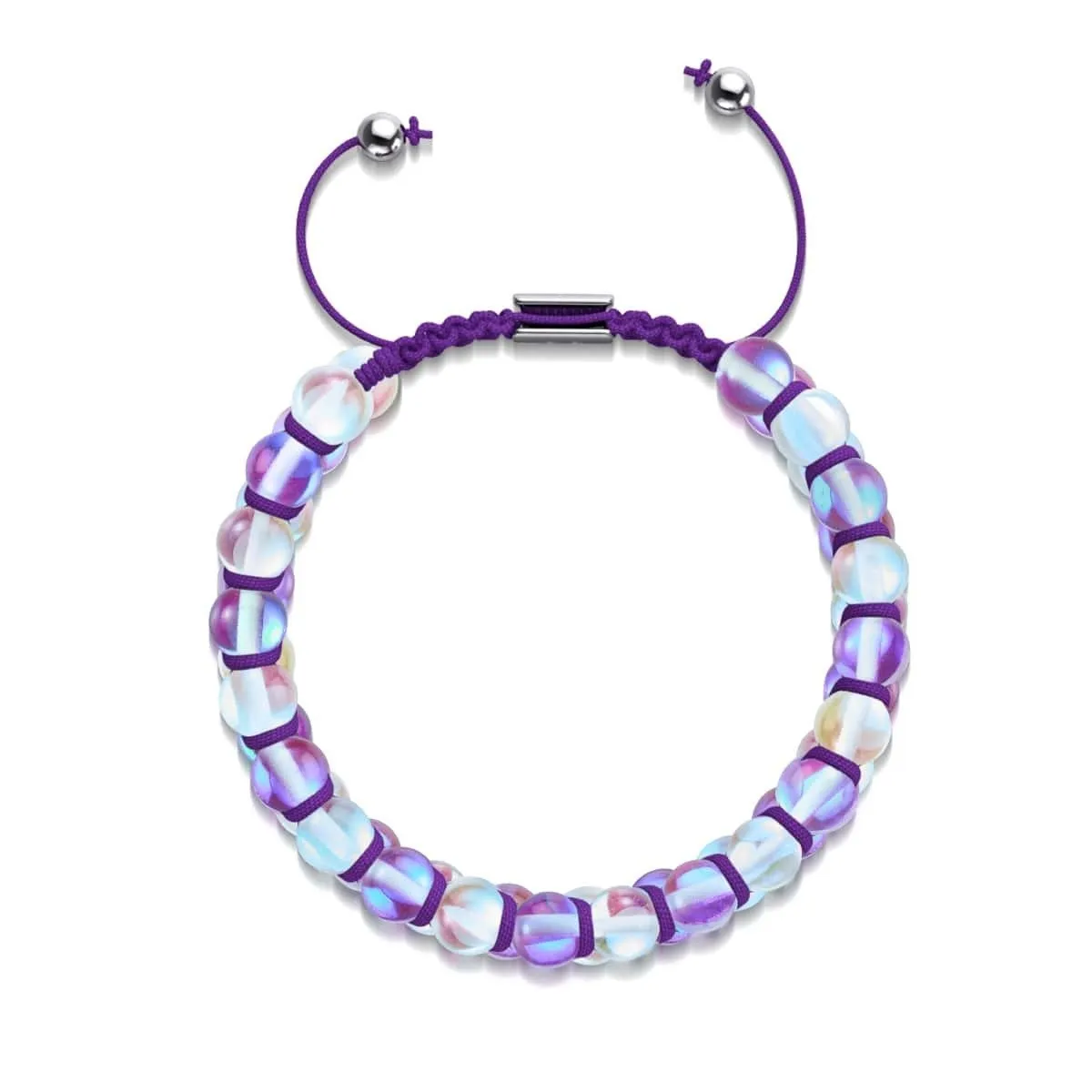 Purple Rainbow | Silver | Double Galaxy Glass Bracelet