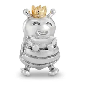 Queen Bee with Crown Charm European Bead Compatible for Most European Snake Chain Bracelet