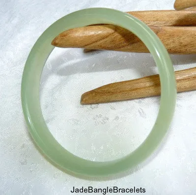 "Glowing" Translucent Chinese Jade Bangle Bracelet 64 mm (JBB3329)
