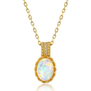 Radiant Opal Gem Pendant Necklace