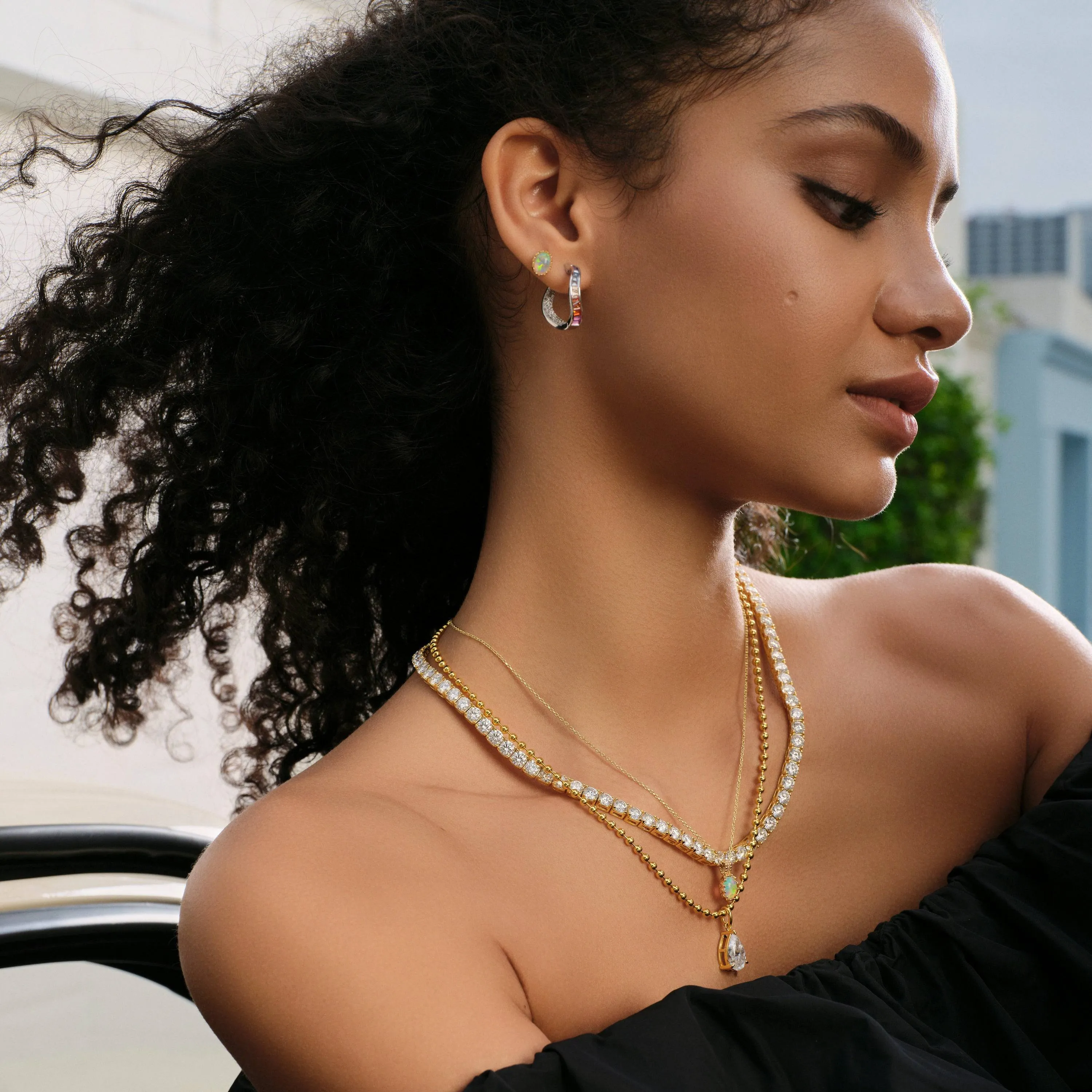 Radiant Opal Gem Pendant Necklace