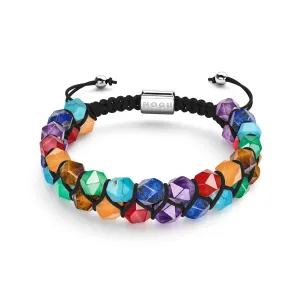 Rainbow Chakra | 7 Gemstone Geom Bracelet | Silver