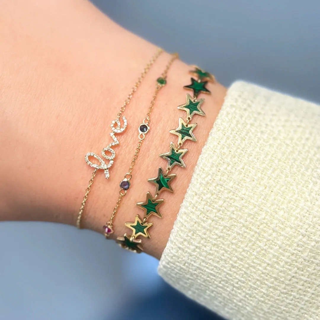 Rainbow Gemstone Station Bracelet