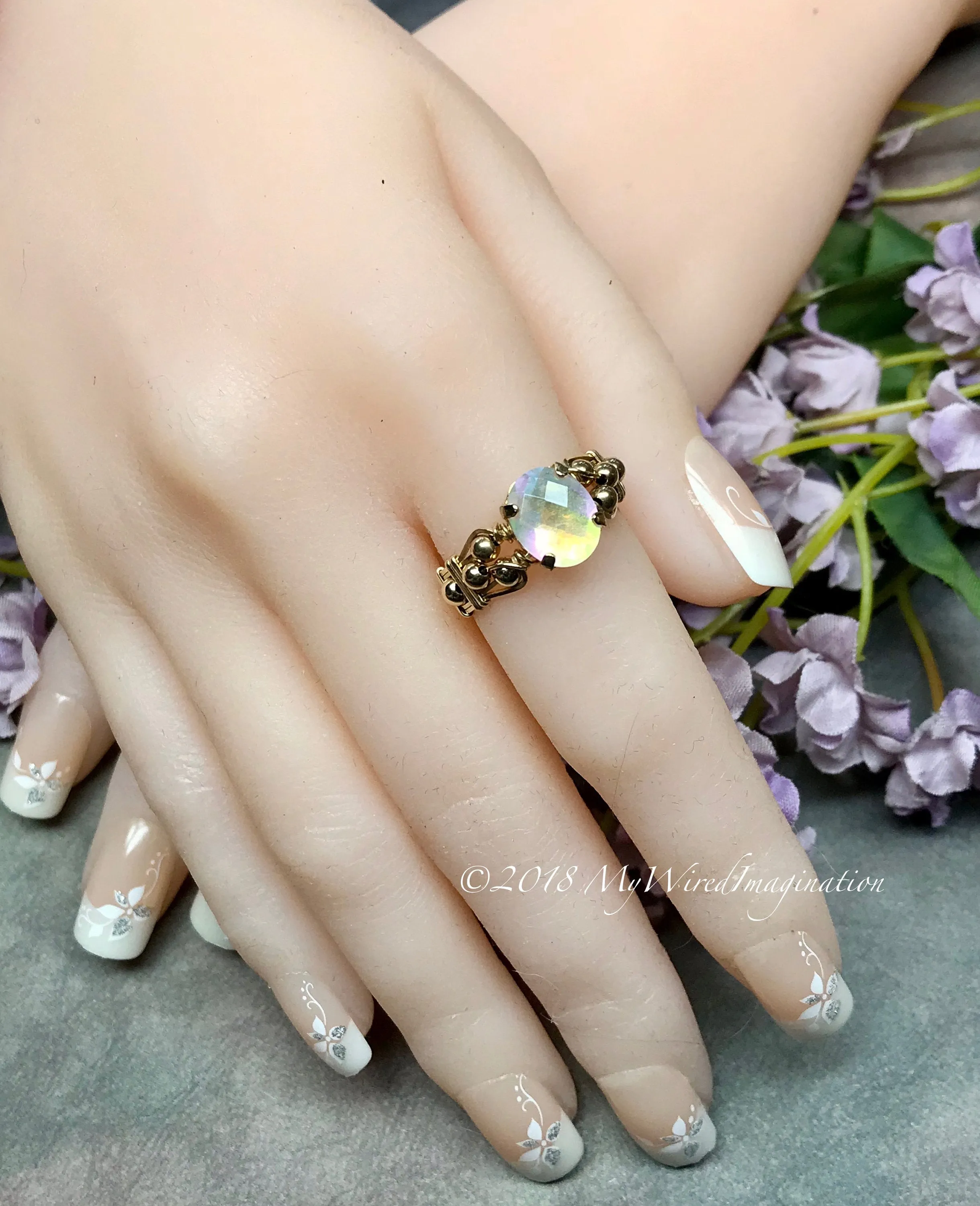 Rainbow Quartz Doublet, Handmade Ring, Rainbow Moonstone Ring, Made to Order