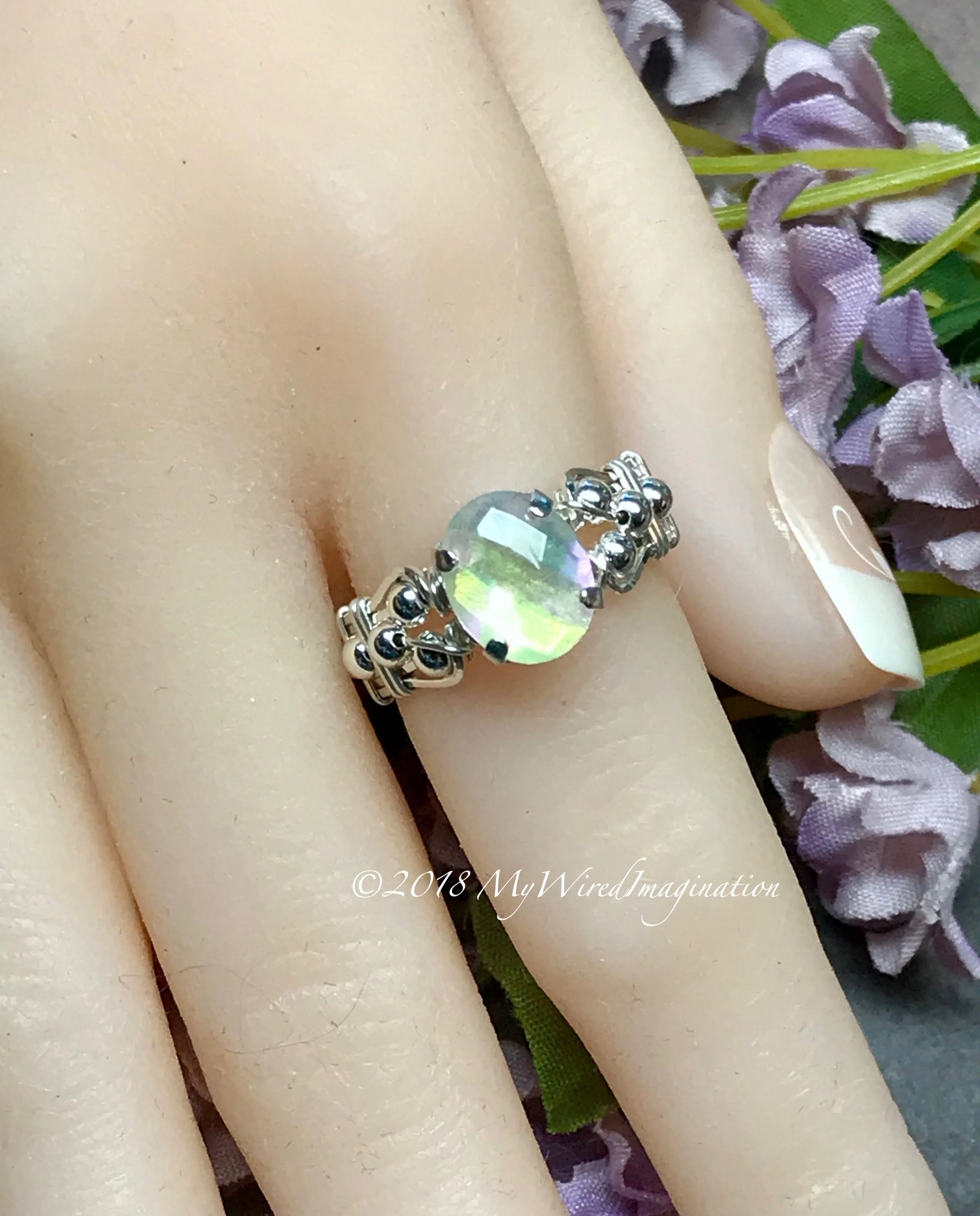 Rainbow Quartz Doublet, Handmade Ring, Rainbow Moonstone Ring, Made to Order