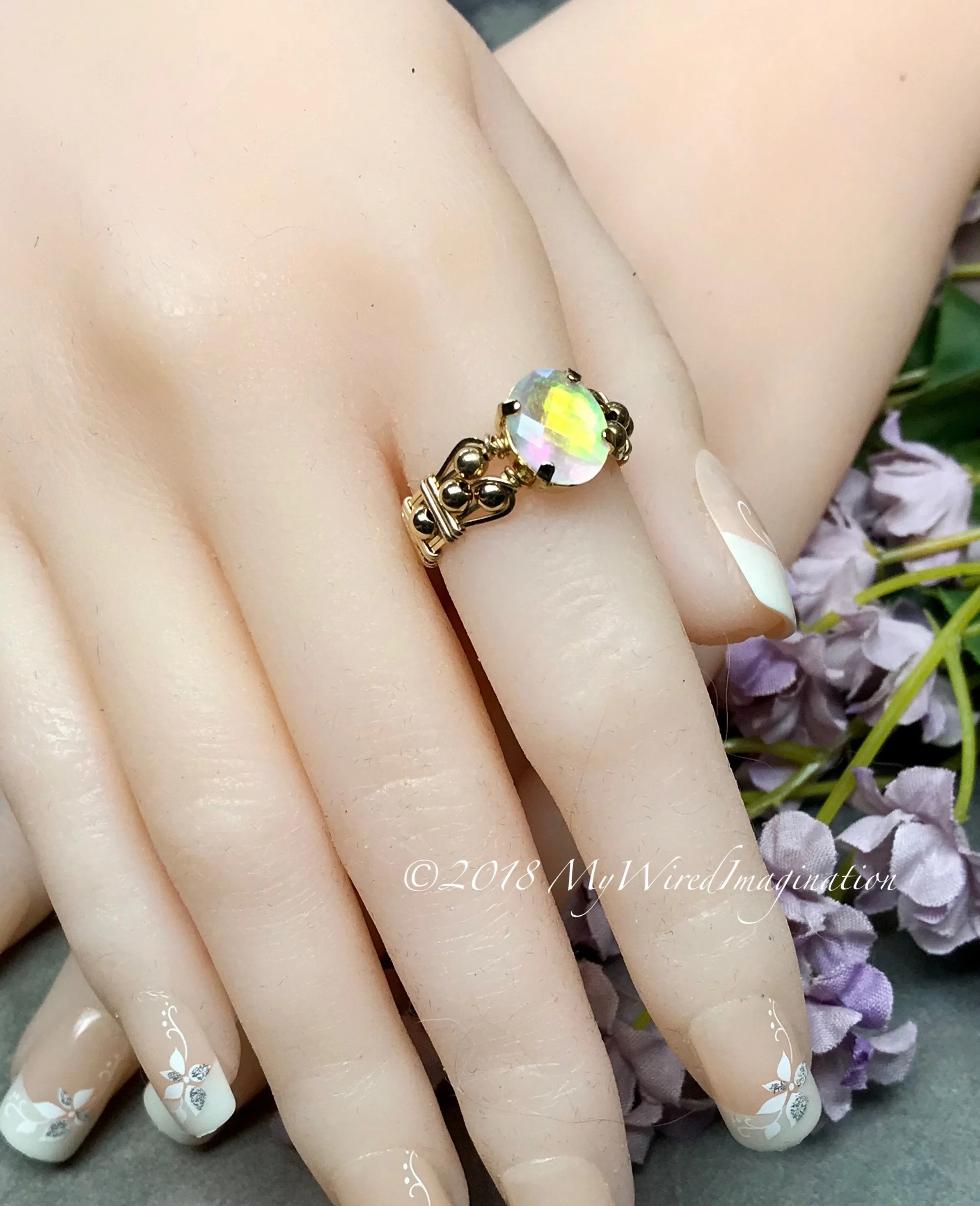 Rainbow Quartz Doublet, Handmade Ring, Rainbow Moonstone Ring, Made to Order