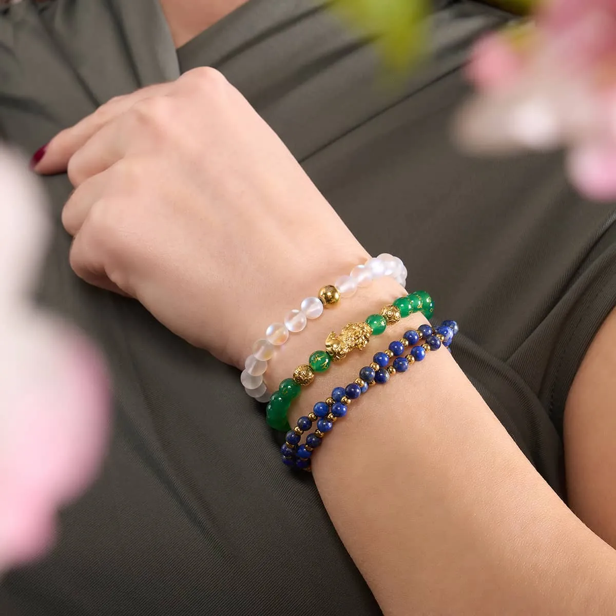 Rainbow White | Gold | Mermaid Glass Bead Bracelet
