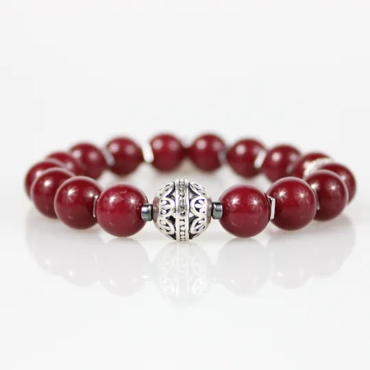 Red Jade Love Charm Bead Bracelet Set