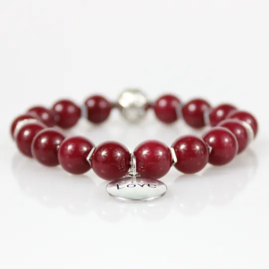 Red Jade Love Charm Bead Bracelet Set