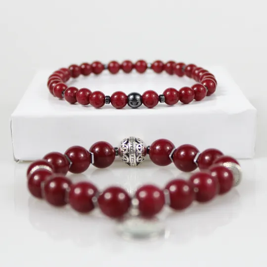 Red Jade Love Charm Bead Bracelet Set