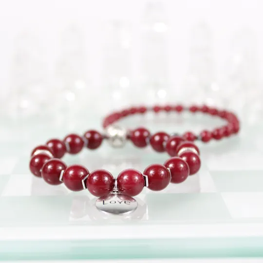 Red Jade Love Charm Bead Bracelet Set