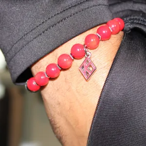 Red Kappa Floating Diamond Bead Bracelet