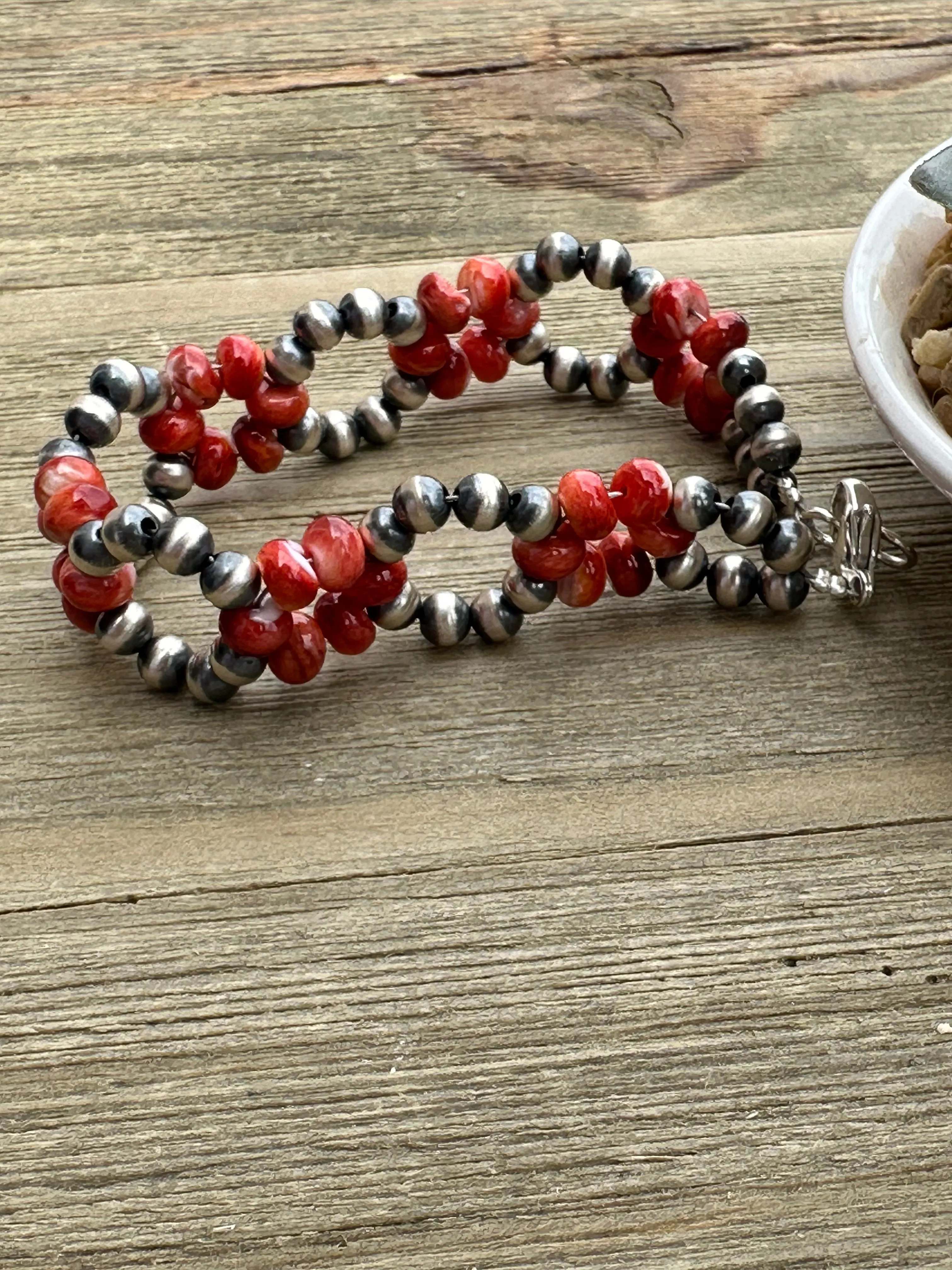 Red Spiny pearl Flower Bracelet