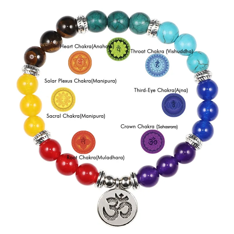 Reiki 7 Chakra Healing Bead Bracelet Natural Stone