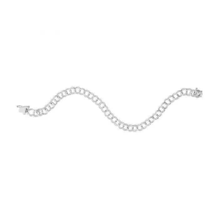 Rembrandt Charms Sterling Silver Rhodium or Gold Plated Double Link Charm Bracelet