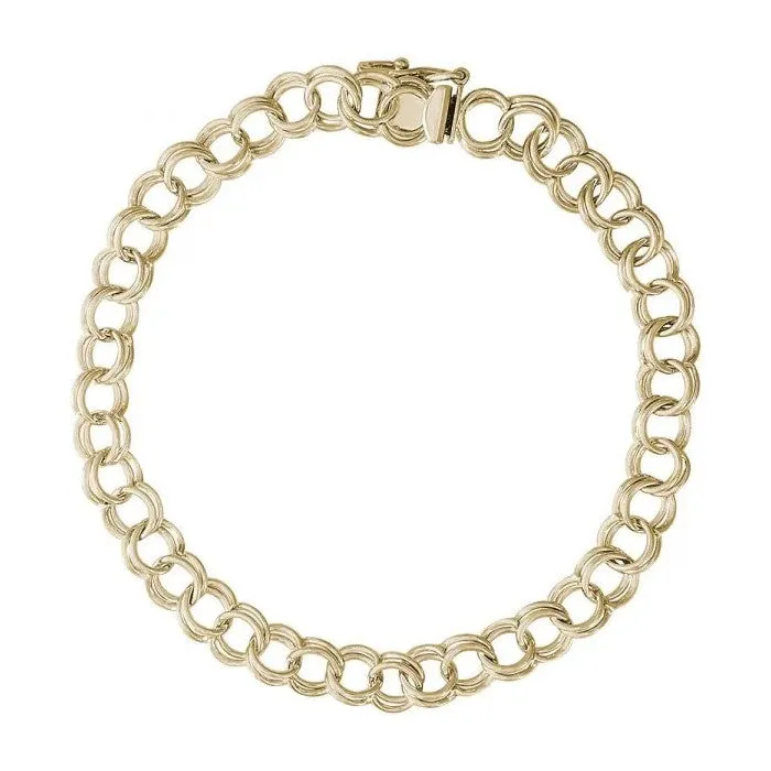 Rembrandt Charms Sterling Silver Rhodium or Gold Plated Double Link Charm Bracelet