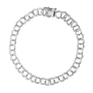 Rembrandt Charms Sterling Silver Rhodium or Gold Plated Double Link Charm Bracelet