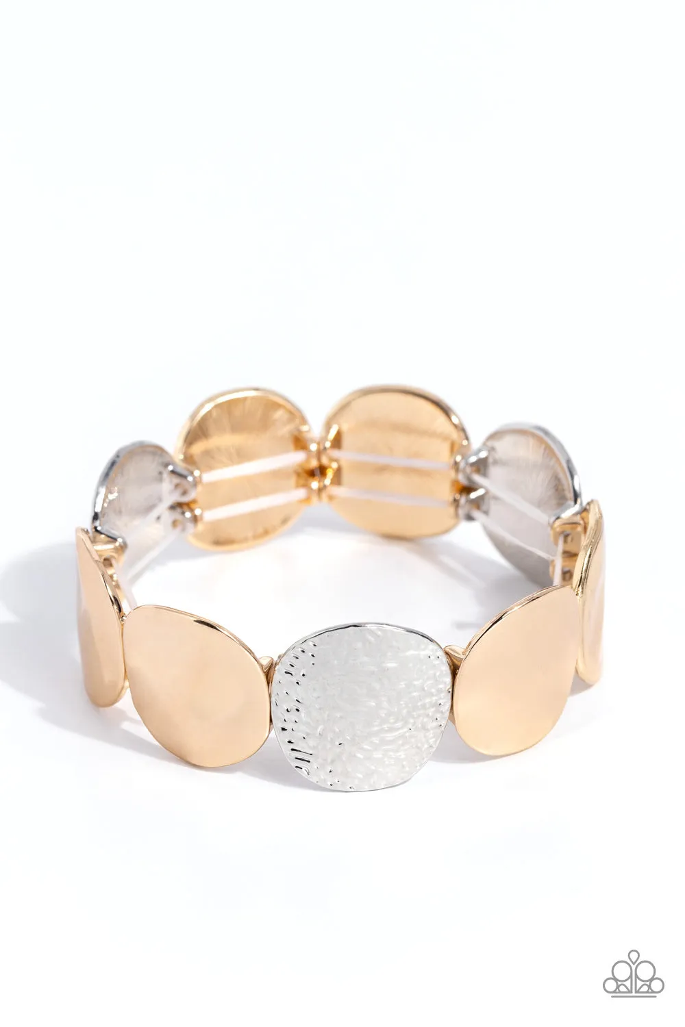 Rippling Record - Multi - Hammered Mixed Metal Paparazzi Stretchy Bracelet