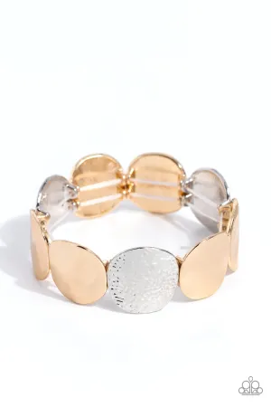 Rippling Record - Multi - Hammered Mixed Metal Paparazzi Stretchy Bracelet