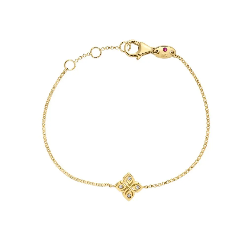 Roberto Coin 18k Yellow Gold Small Diamond Flower Bracelet