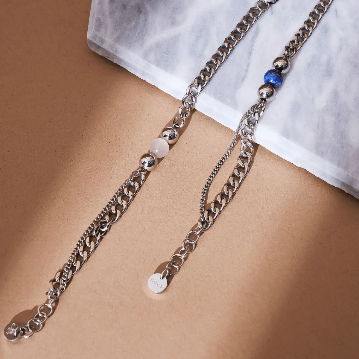 Rose Quartz x Silver | Gemstone Chain Bracelet