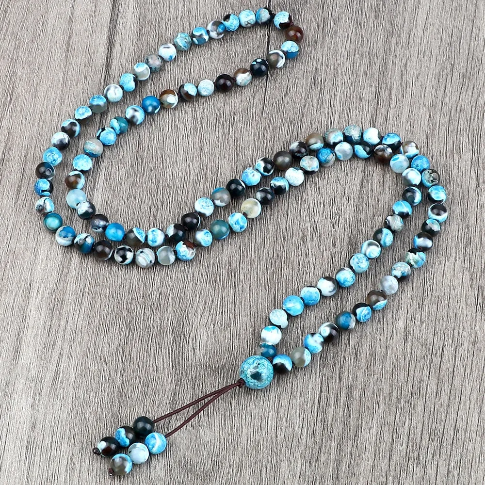 Round Agates Onyx Natural Stone Beads Necklace