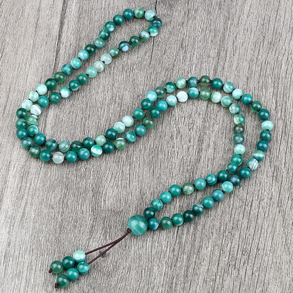 Round Agates Onyx Natural Stone Beads Necklace