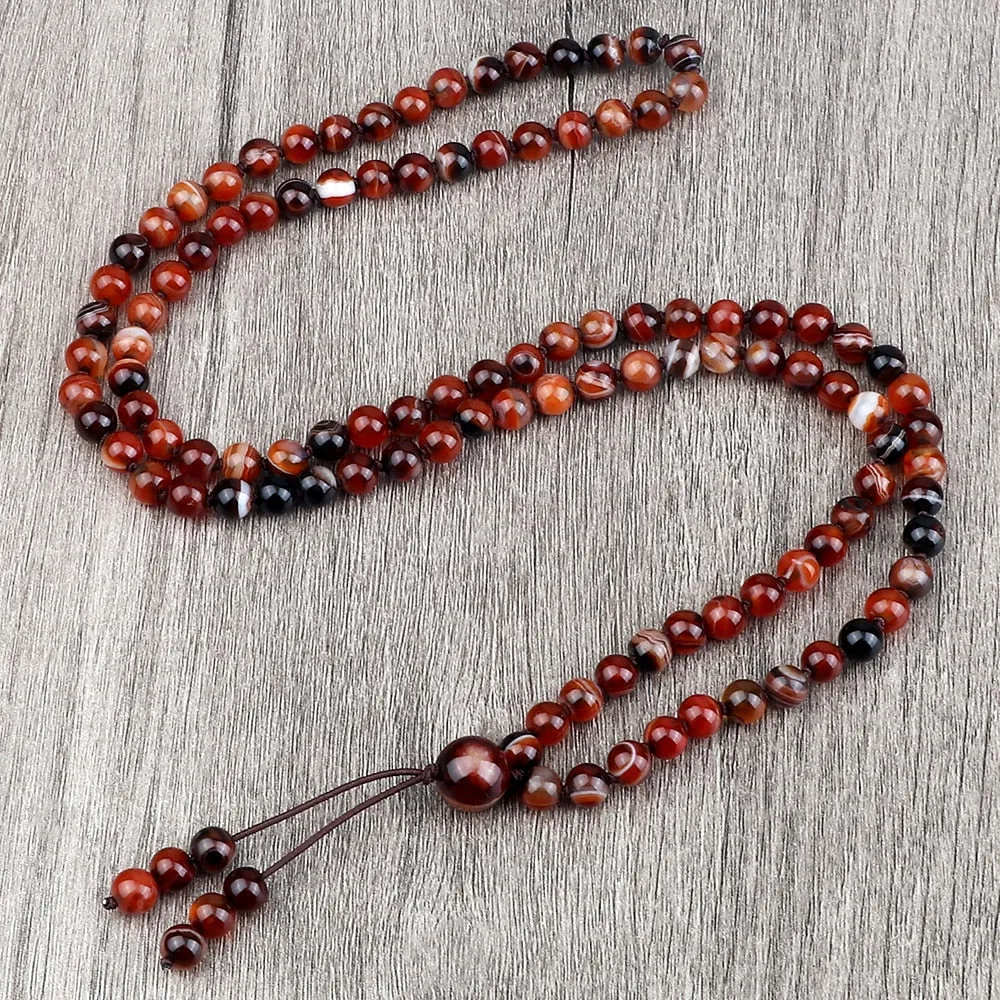 Round Agates Onyx Natural Stone Beads Necklace