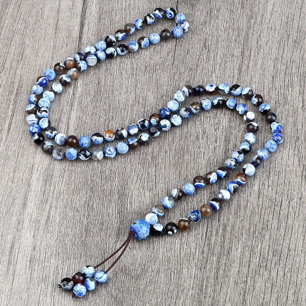 Round Agates Onyx Natural Stone Beads Necklace