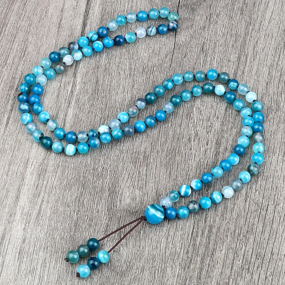 Round Agates Onyx Natural Stone Beads Necklace